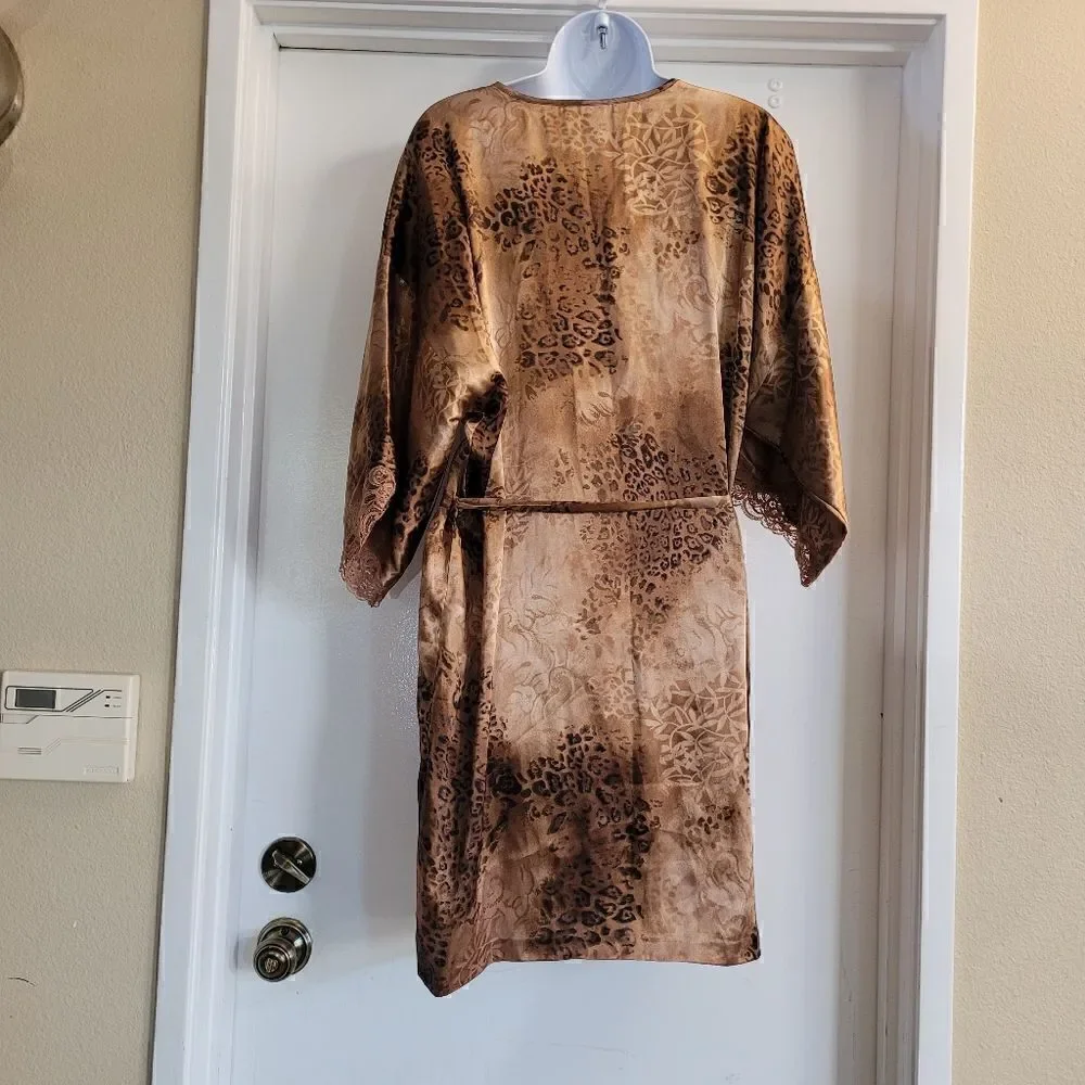 California dynasty vintage 80's leopard animal print silky robe